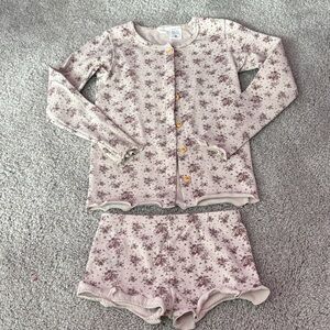 Girls Floral Ribbed Set